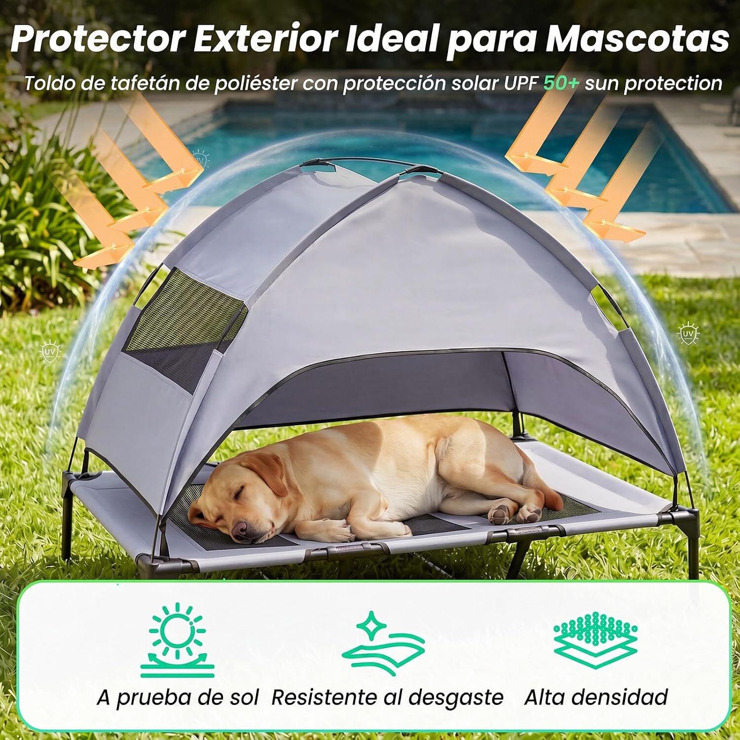 COSTWAY Cama Elevada para Perros con Toldo Extra&iacute;ble (122,5 x 91 x 95 cm), , large Imagen numero 2