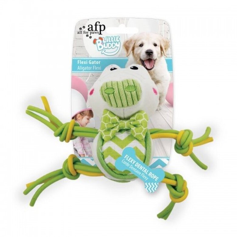 All for paws cocodrilo flexi de juguete blanco y verde para cachorros, , large image number null