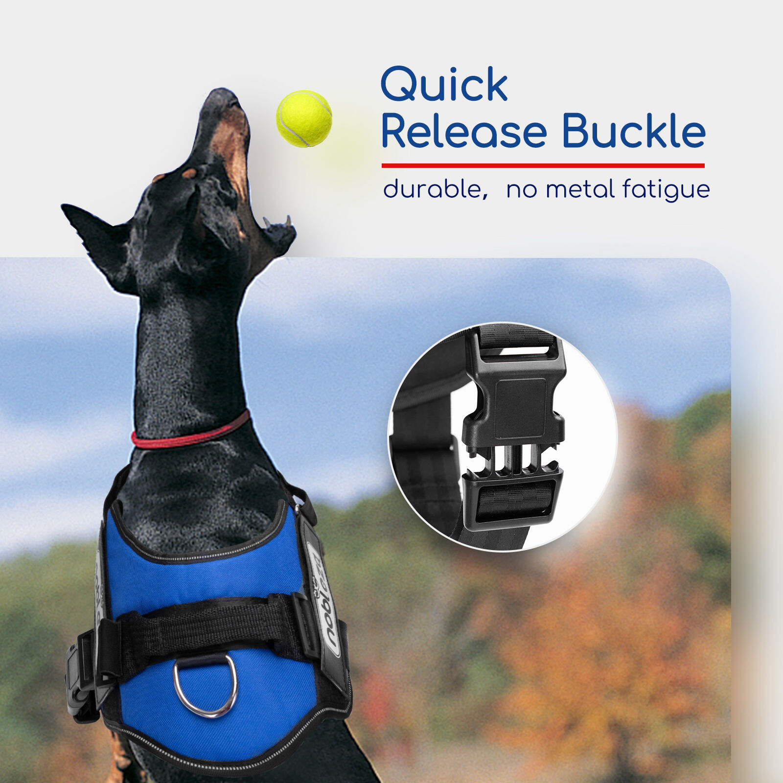 Nobleza - Arn&eacute;s Antitirones Perro, Arn&eacute;s Perro Reflectante Ajustable, Incluye 2 Etiquetas de Logotipo Desmontables, C&oacute;modo Transpirable Arn&eacute;s Chaleco para Perros Peque&ntilde;os, Medianos y Grandes, Azul(M), , large Imagen numero 4