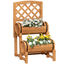 Outsunny Arriate de Jardín con Enrejado Tipo Barril con 2 Macetas Macetero con Soporte para Trepadora Cultivos Plantas Flores para Patio Terraza Balcón 45x45x80 cm Natural, , large indicador imagen numero 1