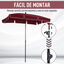 Outsunny Sombrilla de Jard&iacute;n de Aluminio 198x130x245 cm Parasol de Jard&iacute;n Rectangular con Funci&oacute;n de Inclinaci&oacute;n para Terraza Patio Exterior Rojo Vino, , large indicador imagen numero 5