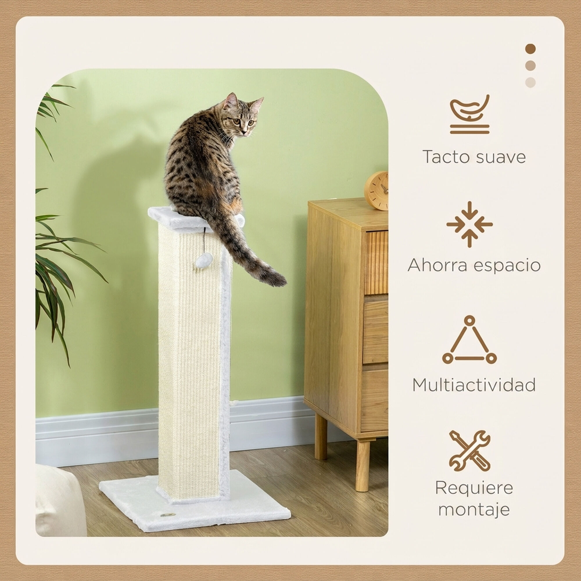 PawHut Rascador para Gato Blanco, , large Imagen numero 4