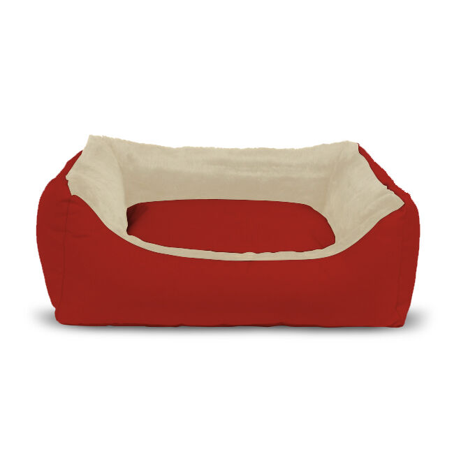 Gauty Cama para Perros y Gatos  Tela Impermeable y pelo - Rojo y beige, , large Imagen numero 1