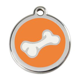 Red dingo Placa identificativa Acero Inoxidable Esmalte Comic Hueso Naranja para perros