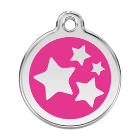 Red Dingo Placa identificativa Acero Inoxidable Esmalte Estrella Rosa Fuerte para perros
