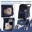 COSTWAY Cochecito para Mascotas, Carrito para Perros Plegable con Ruedas Grandes, Malla Transpirable, Cubierta Impermeable, Portavasos y Cesta, Carro para Perros Peque&ntilde;os y Gatos hasta 15 kg, Azul, , large indicador imagen numero 4