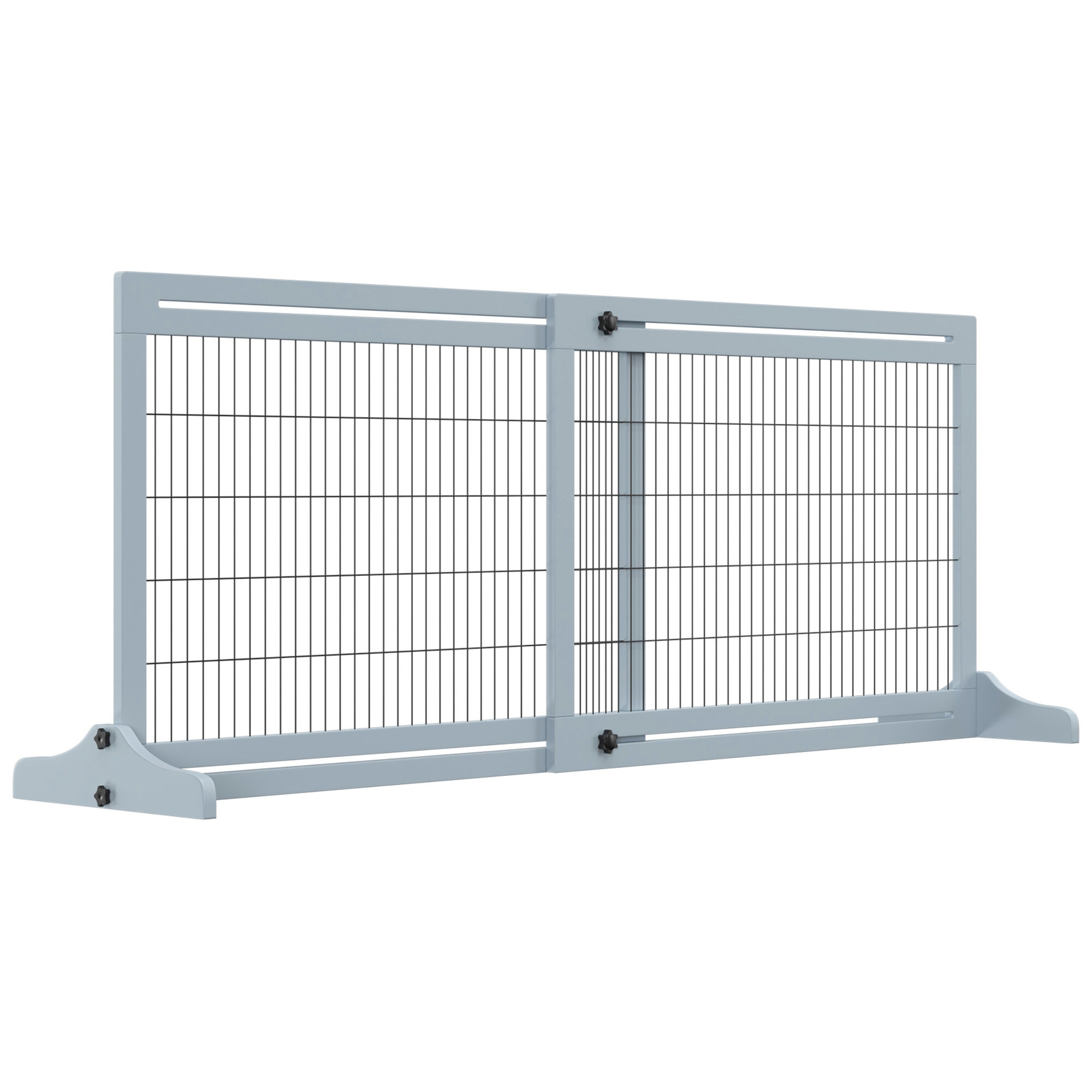 PawHut Barrera de Seguridad para Perros Extensible Barrera para Perros en Casa de Madera para Puerta Escalera Pasillo 104-183x36x69 cm Gris, , large Imagen numero 1