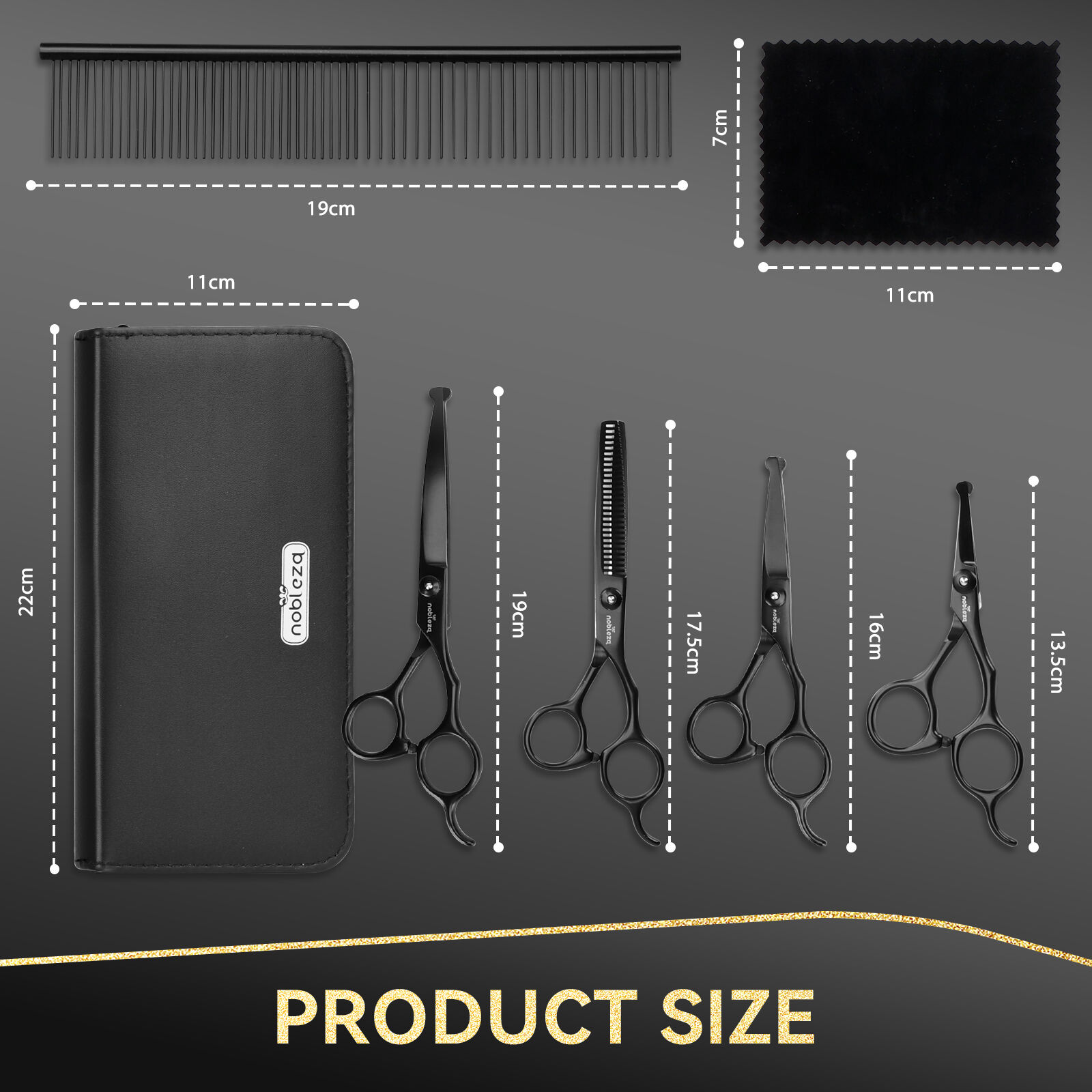 Nobleza Tijeras para Perros, Tijeras Peluqueria Canina Profesionales para Mascotas 6 en 1, Tijeras Cortar Pelo de Punta Redonda y Curvas para Perro y Gato, Tijeras Peque&ntilde;as, Peine de Acero, , large Imagen numero 5