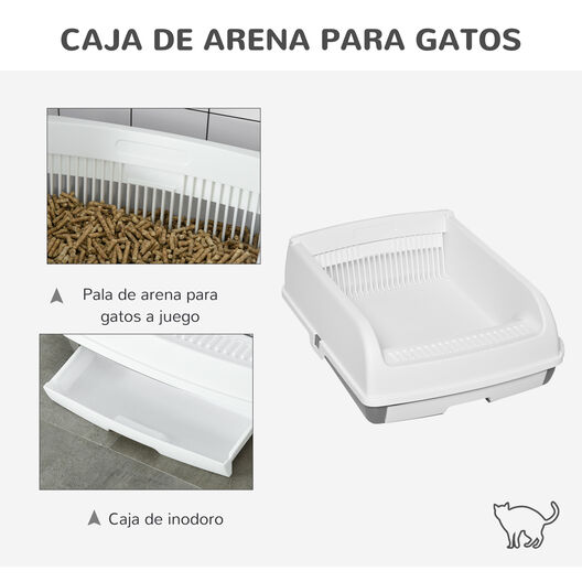PawHut Arenero semiautomático blanco con botón para mascotas, , large image number null