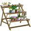 Outsunny Estantería para Plantas de Madera Soporte de Macetas con 3 Estantes Plegables en Forma Escalera para Decoración Interiores y Exteriores 101x83x88 cm Marrón, , large indicador imagen numero 1