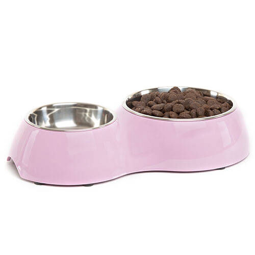 Flamingo doble rosa comedero para gatos Imagen numero 1