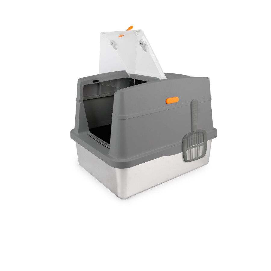 All For Paws Go Fresh Caja Arena Tapa Acero Inoxidable Gris para gatos, , large Imagen numero 2