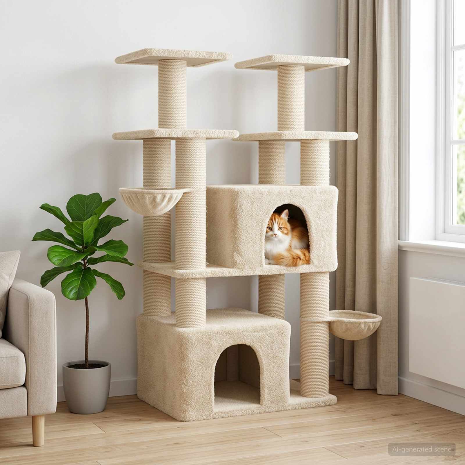 vidaXL &Aacute;rbol para gatos con postes de sisal 2 uds. Parque Muebles Felinos, , large Imagen numero 2