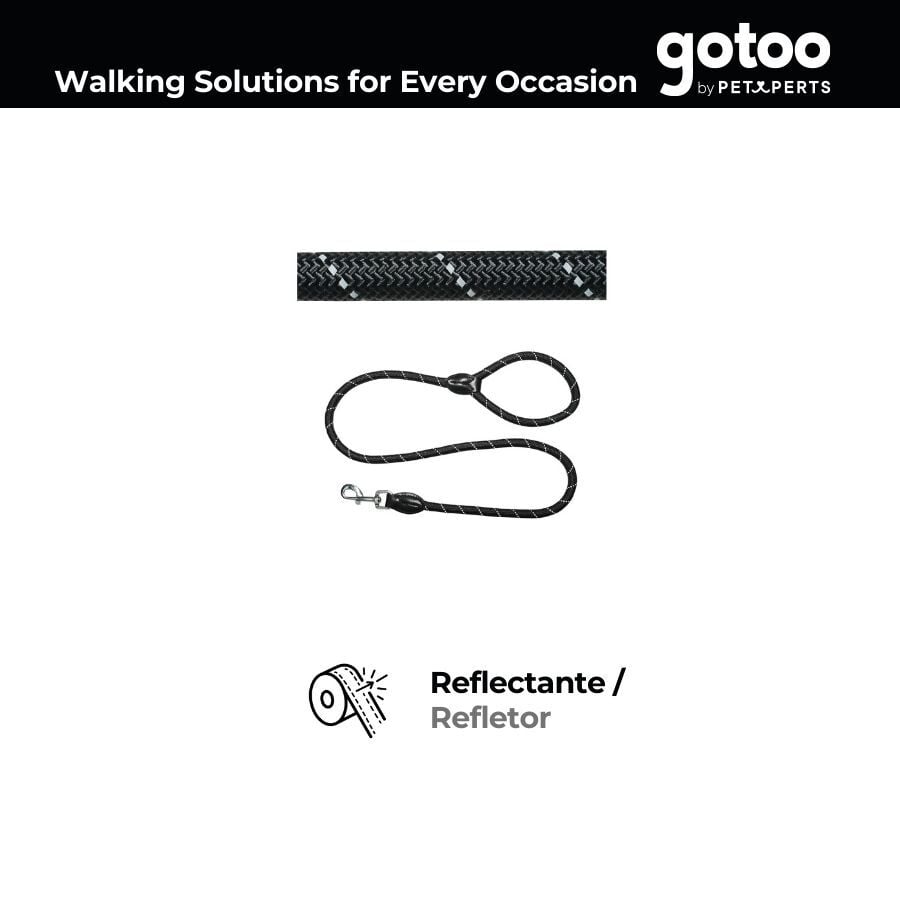 Gotoo Correa de cuerda reflectante negra para perros, , large Imagen numero 3