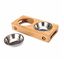 Edipets comedero doble de acero inoxidable madera para mascotas, , large indicador imagen numero 1
