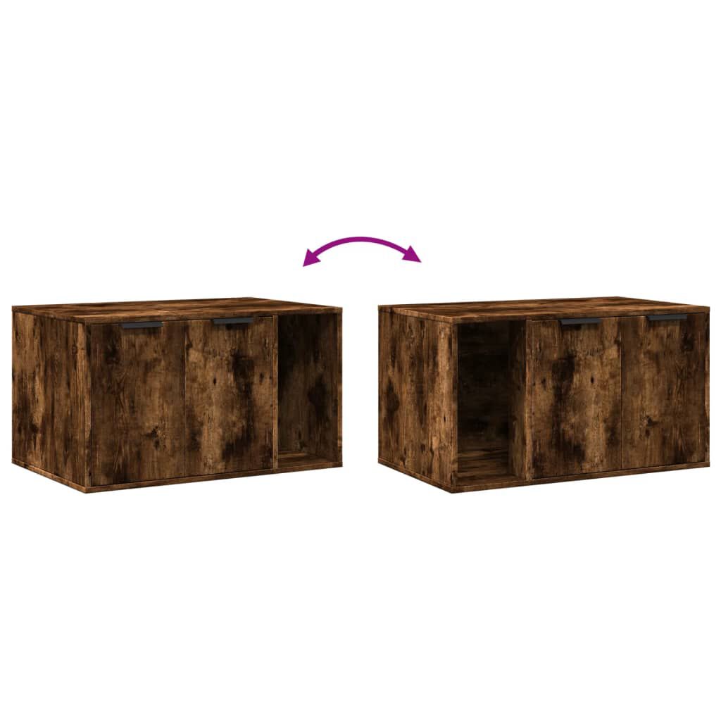 vidaXL Mueble arenero para gatos madera roble ahumado 80x50x45 cm, , large Imagen numero 3