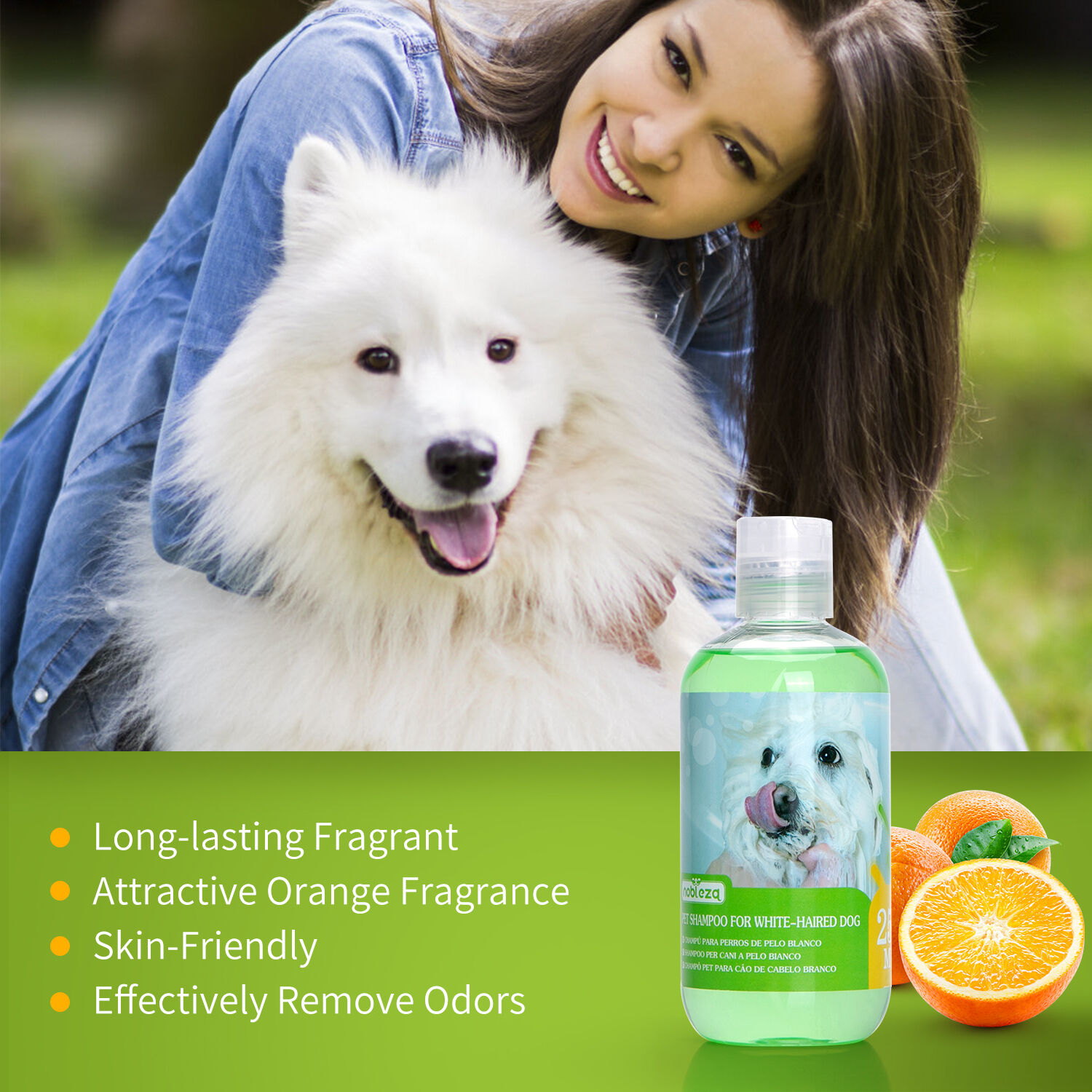Nobleza champ&uacute; para perros blancos -Eliminar las manchas sin lej&iacute;a ni per&oacute;xido, champu perros pelo blanco con Fragancia de Naranja, Champ&uacute; para bich&oacute;n, Malt&eacute;s y Samoyedo  250 ml, , large Imagen numero 3