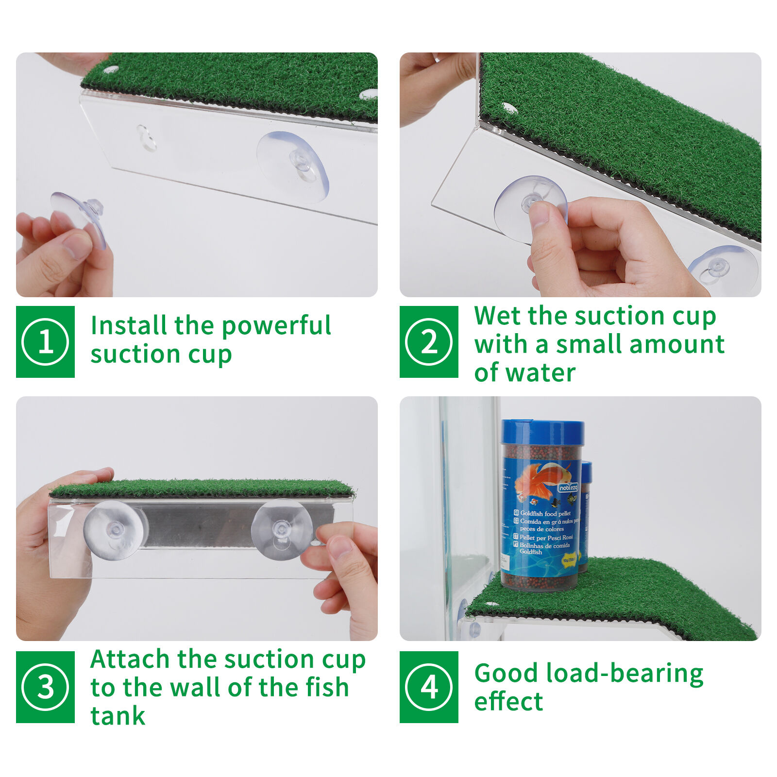 Nobleza - Plataforma Tortugas, Verde realista C&eacute;sped Tortugas Basking Plataforma con Ventosas, para Tortuga o Reptil, L20*W21CM, , large Imagen numero 5