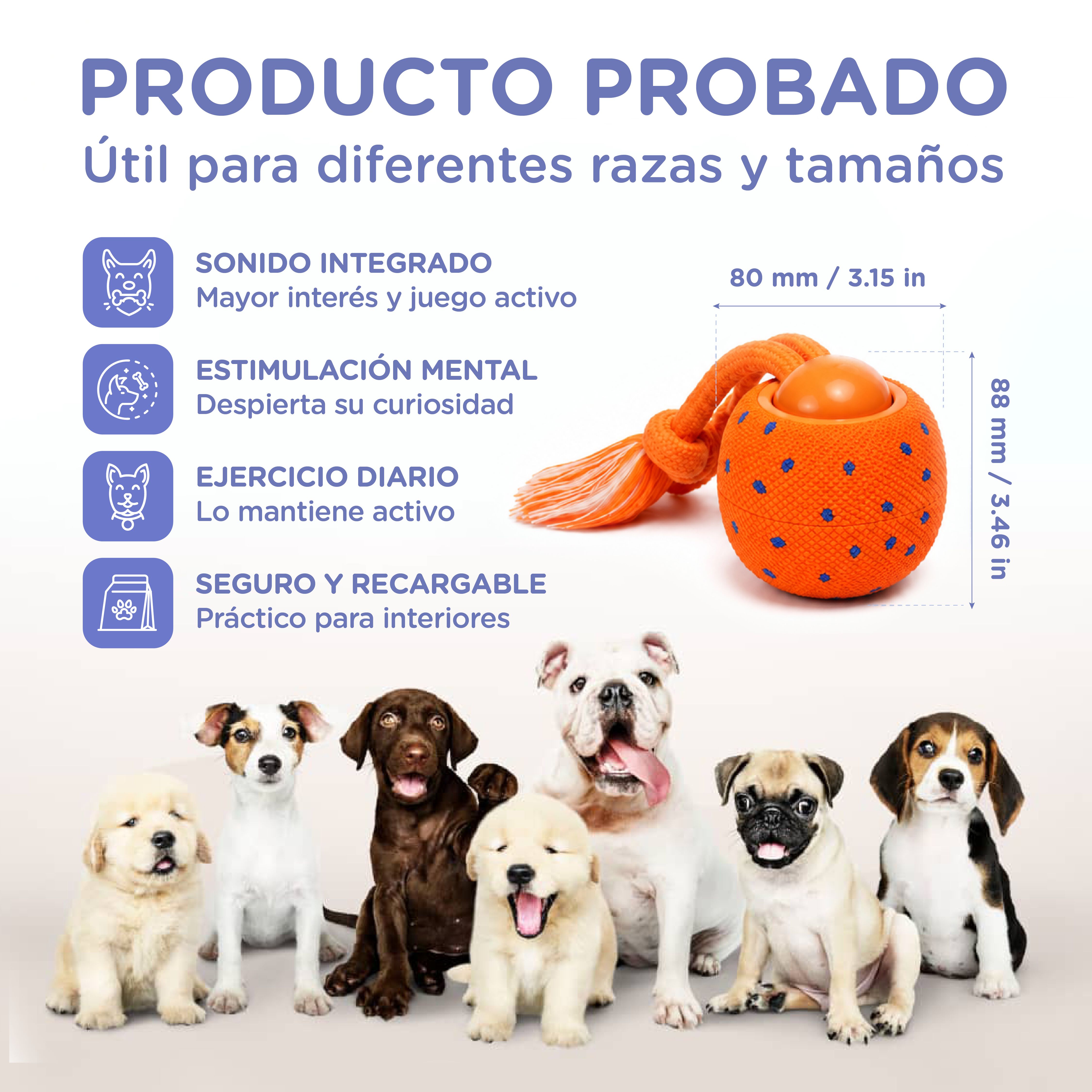 Robik Motion Interactive Ball Naranja | Pelota Interactiva Premium para Perros con Movimiento Autom&aacute;tico, 3 Modos de Juego y USB-C, , large Imagen numero 2