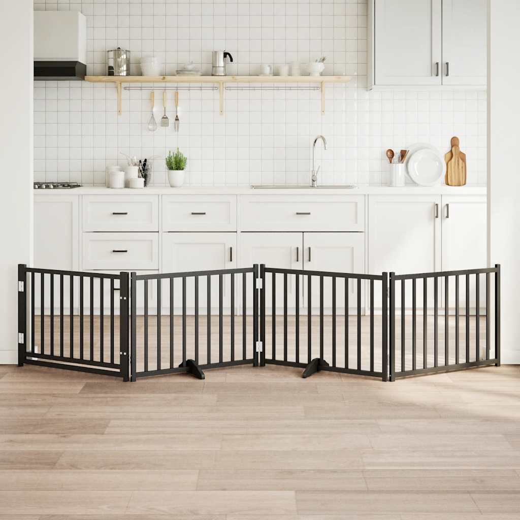 vidaXL Puerta para Perros Plegable Paneles Puerta Mascotas Madera de Álamo thumbnail