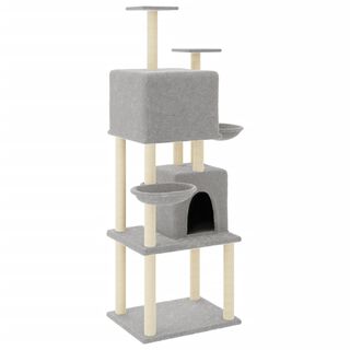 vidaXL Rascador con Postes de Sisal Gris Claro 180 cm para gatos