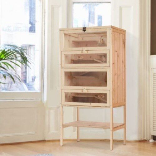 Jaula madera PawHut tipo casa para roedores color Madera Natural thumbnail