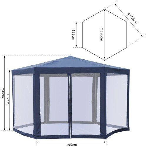 Cenador con Mosquitera Outsunny para Jard&iacute;n color Azul, , large Imagen numero 3