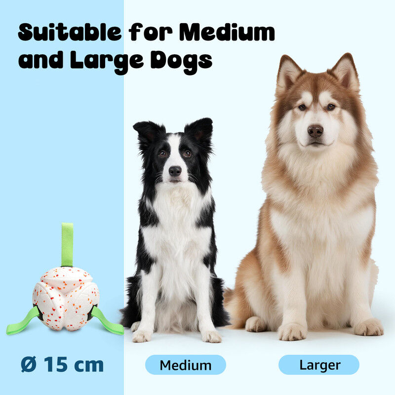 Nobleza Pelota Interactiva para Perros Medianos y Grandes (15 cm) - Juguete Resistente de Goma Flotante con Asas para Tirar y Morder, Pelota El&aacute;stica e Indestructible para Agua, Parque y Entrenamiento, , large Imagen numero 5