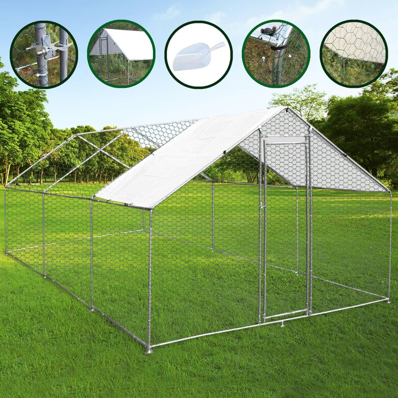 Jaula Aves de Corral Valla Cercado Caja Pollos Acero Pollos 4m x 6m x 2m, , large image number null
