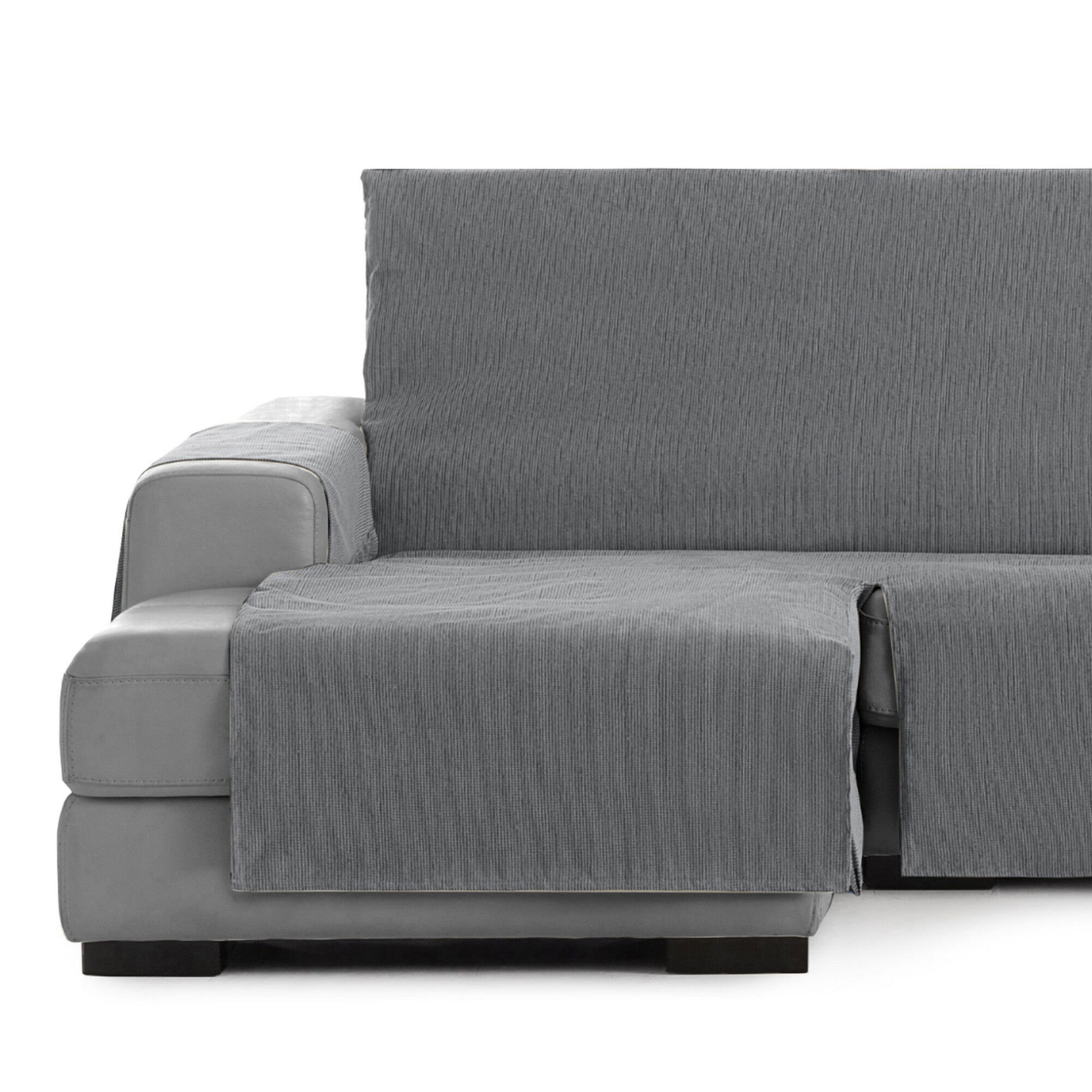 Vipalia Protector Funda Chaise Longue Lisa. Cubresofa Chenilla. Dise&ntilde;o Elite. Color Gris. Chaise Corto Izquierda, , large Imagen numero 1