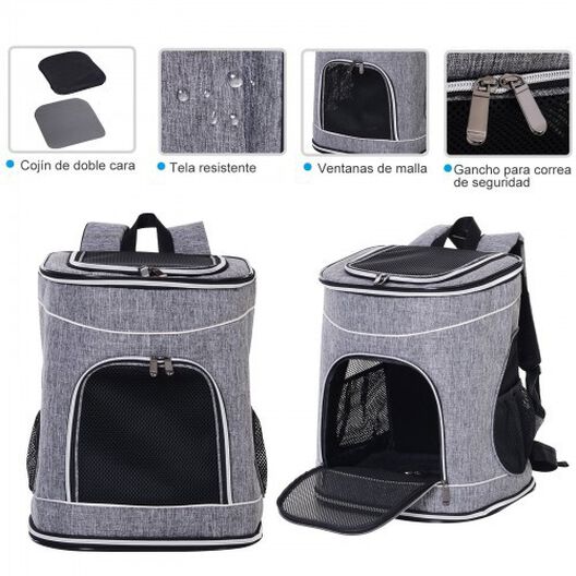 Trasportín mochila PawHut para mascotas color Gris, , large image number null