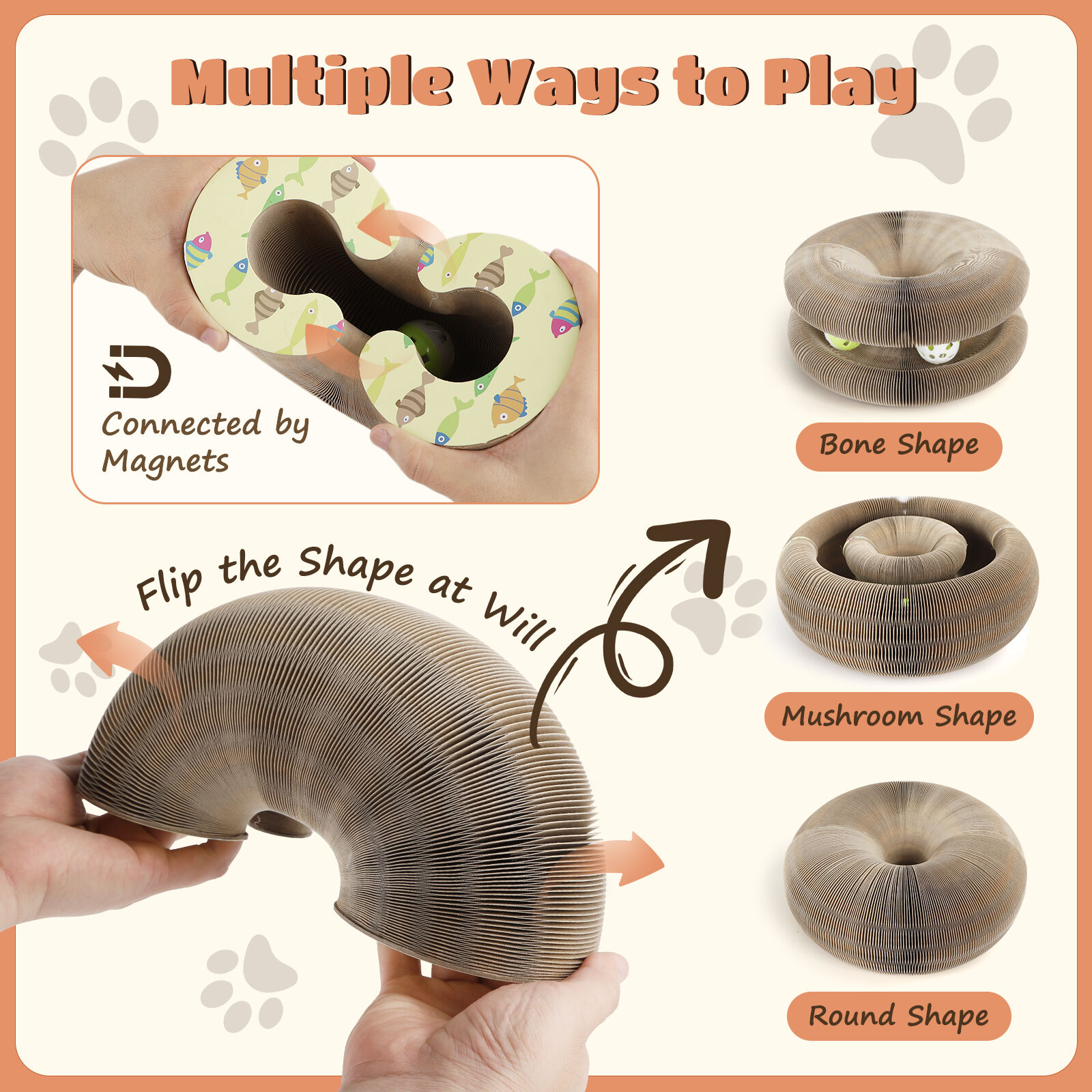 Nobleza - 2 Pack Magic Organ Juguete Rascador Interactivo para Gatos, Rascador para Gatos de Cart&oacute;n con Bola de Campana de Juguete, Interactivo Rascador for Gatos, 11*10*6.8CM, , large Imagen numero 5