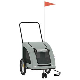 vidaXL Remolque de bicicleta hierro tela Oxford gris para mascotas