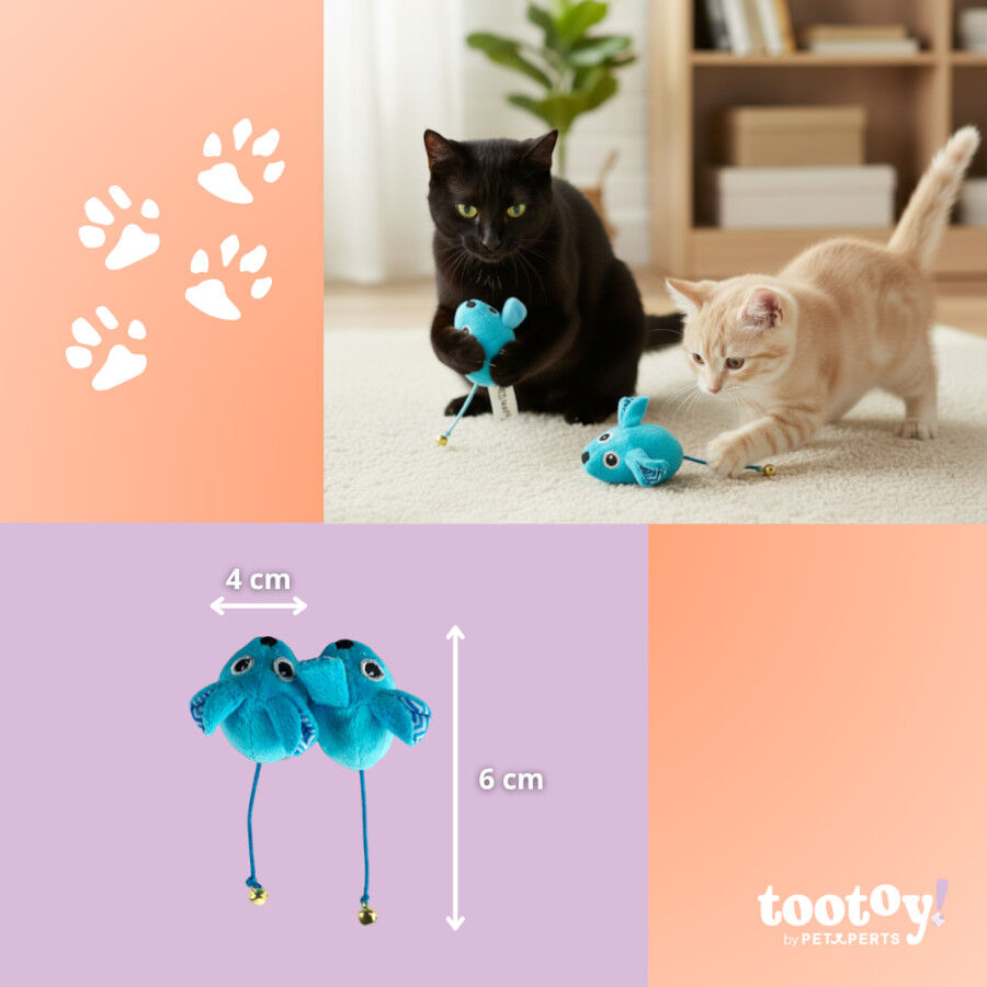 Tootoy! Pack de 2 Ratones con Catnip y Cascabel Azules para gatos, , large Imagen numero 4