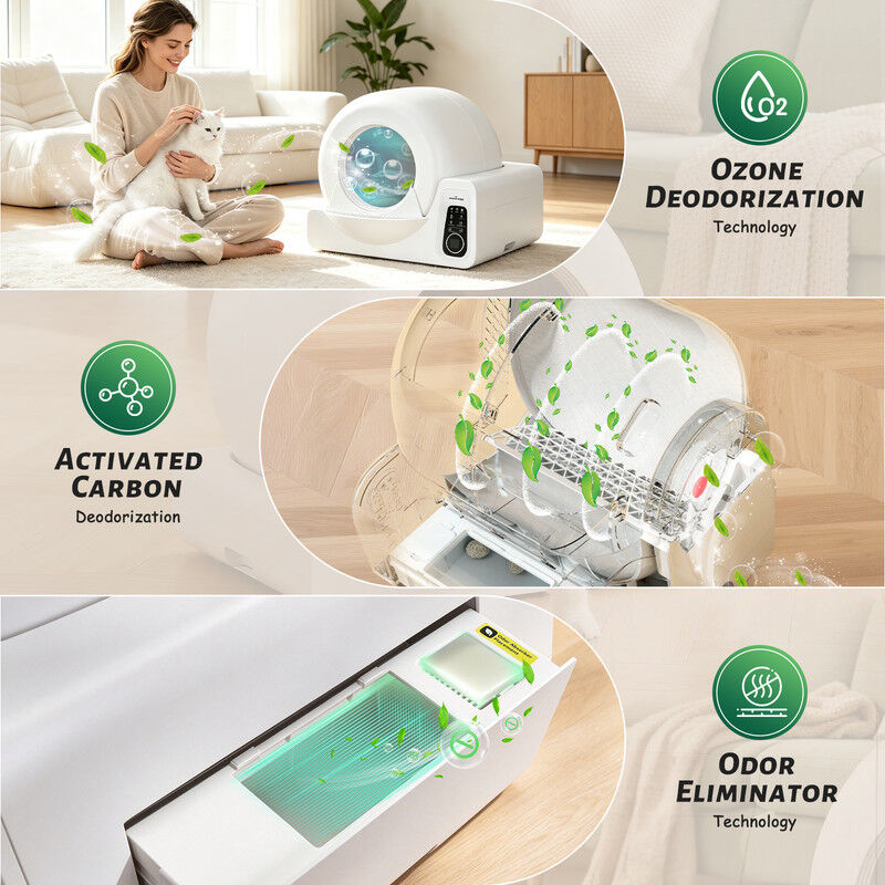 Nobleza - SL04 Arenero Autolimpiable para Gatos 72L, Caja de Arena Autom&aacute;tica con Control por App, Triple Desodorizaci&oacute;n y Sensor de Seguridad Antiatascos para M&uacute;ltiples Gatos, , large Imagen numero 5