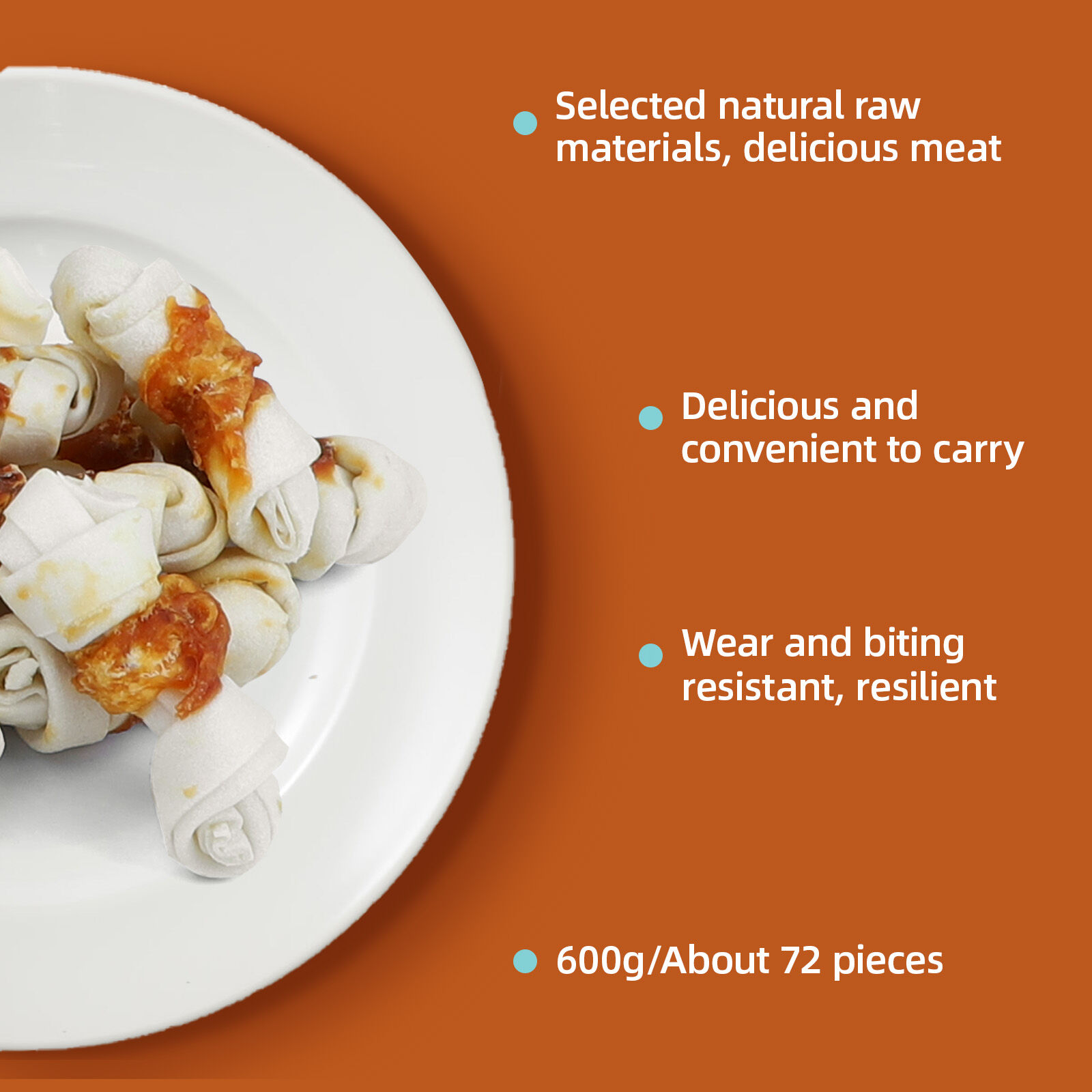 Nobleza- Hueso para Masticar con dise&ntilde;o de Pollo para Perros,  Pollo Envuelto Rawhide Huesos con Nudos, Materias Primas Naturales Seleccionadas Golosinas para Perros Naturales - 6 PCS / 600g, , large Imagen numero 3