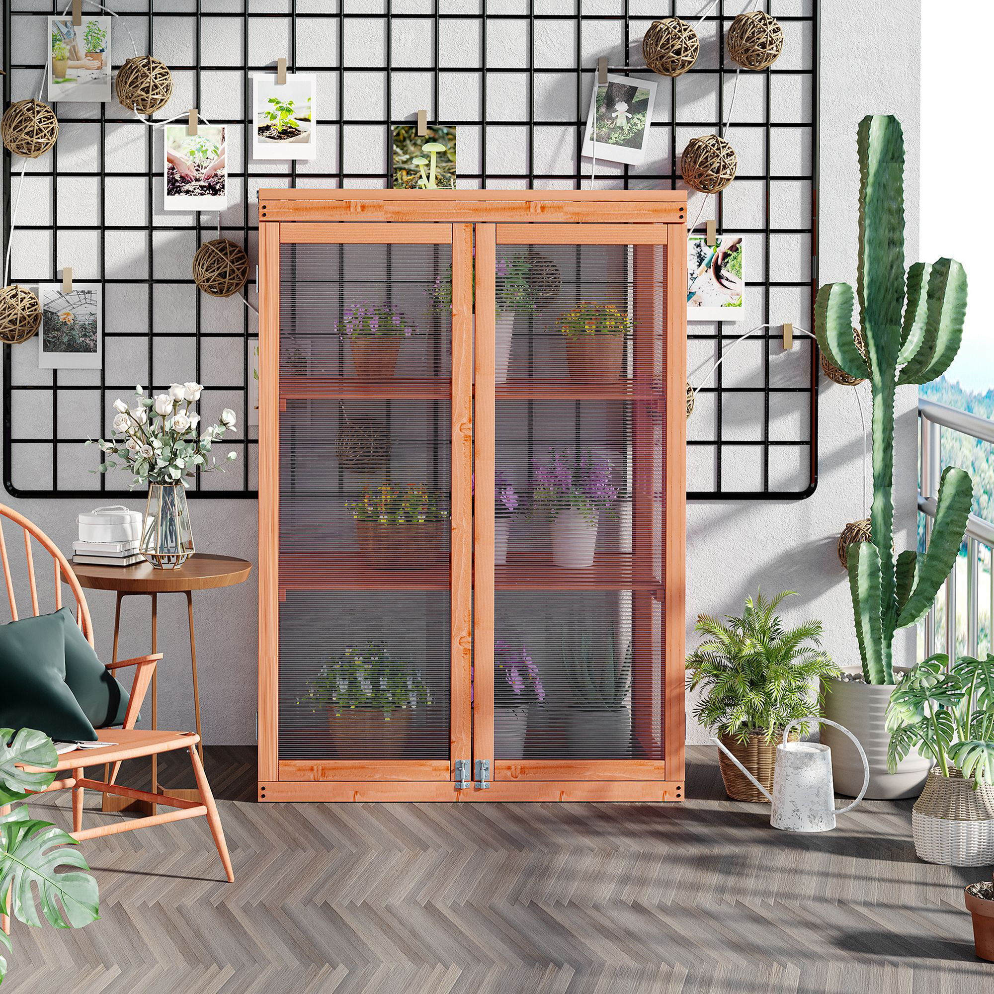 Outsunny Invernadero de Madera Natural para exterior thumbnail