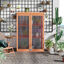 Outsunny Invernadero de Jardín de Madera y Policarbonato Invernadero Vivero Casero con 3 Estantes 2 Puertas y Tapa Abatible para Cultivo de Plantas Terraza Patio 76x47x110 cm Natural, , large indicador imagen numero 2