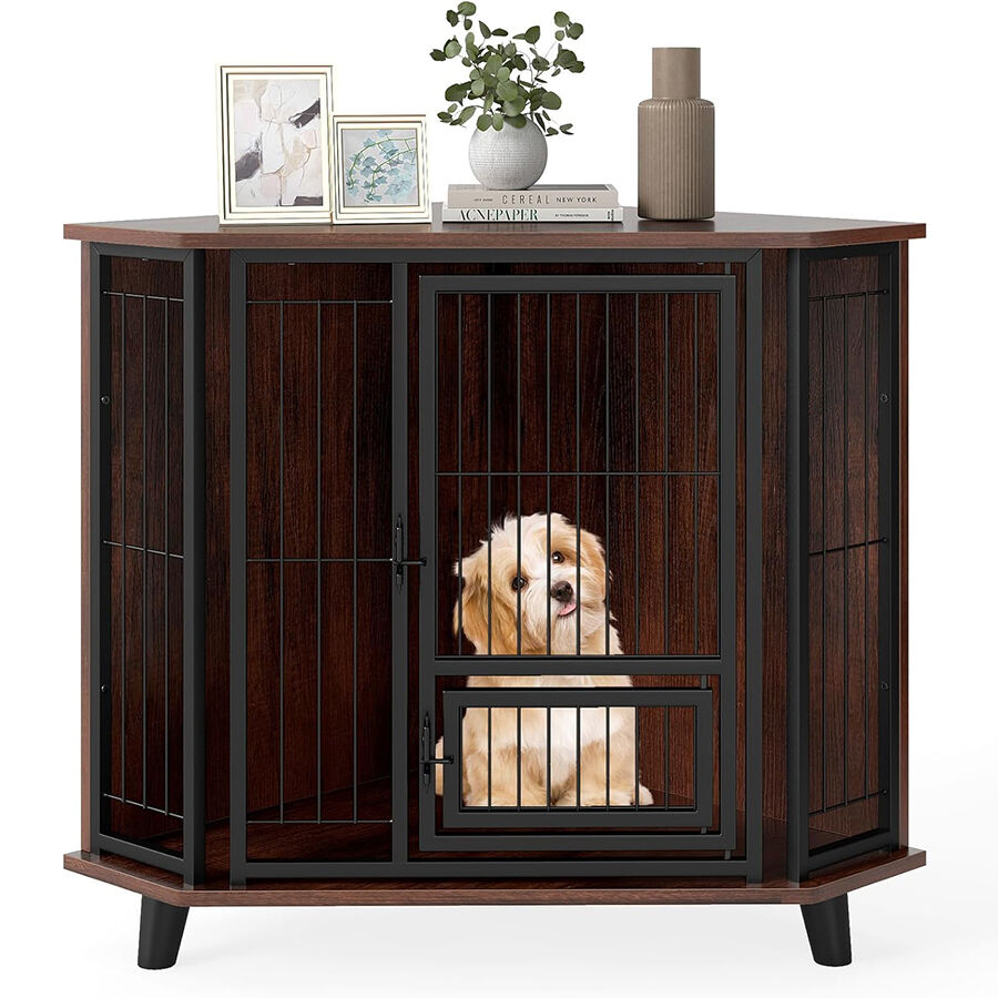 COSTWAY Mueble Esquinero para Perros, Muebles de Jaula Esquinera para Perros, Ahorra Espacio, Marco Met&aacute;lico, Mesa Auxiliar Interior para Mascotas Peque&ntilde;os Medianos Grandes, Soporta hasta 30 kg, , large Imagen numero 1
