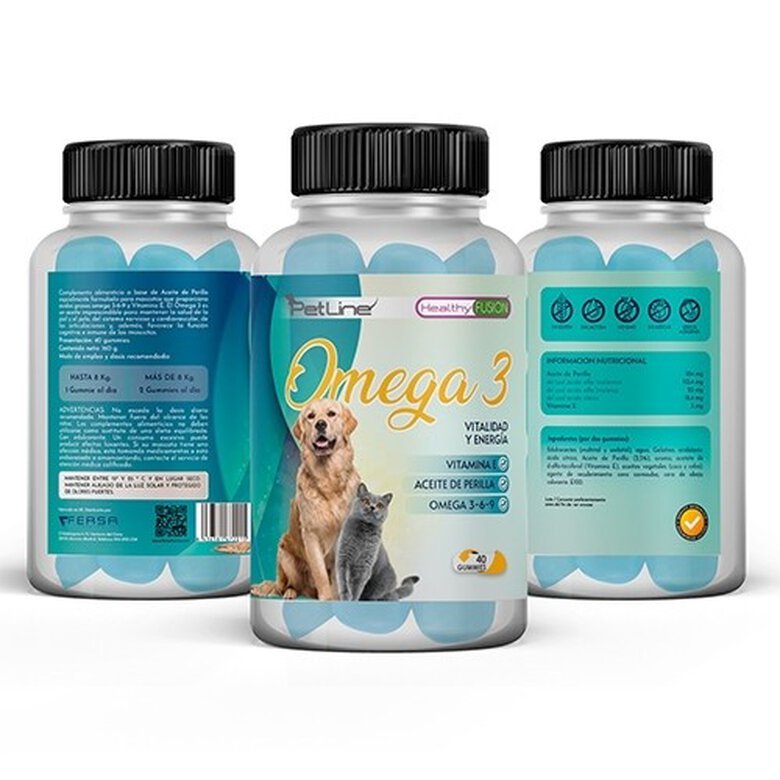 Pet line omega 3 suplemento para pelo sano, fuerte y brillante para mascotas, , large image number null