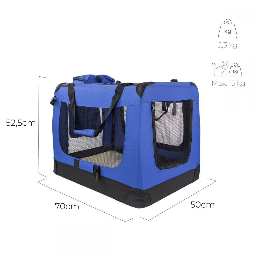 Transport&iacute;n para mascotas | 57 cm x 38 cm x 44 cm | Plegable | Talla M | Soporta 10 kg | Azul | Bal&uacute; | Mobiclinic, , large Imagen numero 5