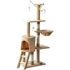 Pawhut árbol rascador con nidos y plataforma beige para gatos, , large image number null