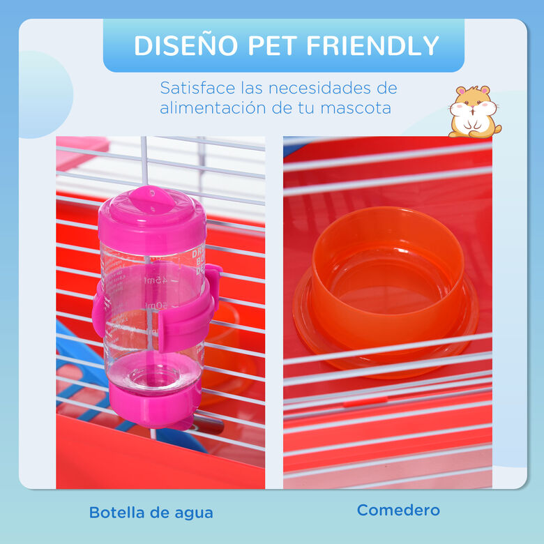 PawHut Jaula Blanca y Roja con bola de ejercicio para hámster thumbnail
