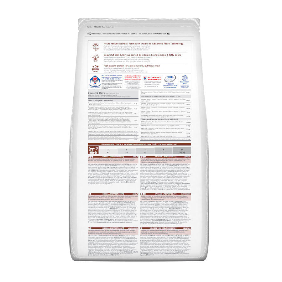 1.5 kg Hill's Science Plan Adult Hairball y Perfect Coat Pollo pienso para gatos, , large Imagen numero 6