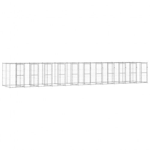 Vidaxl perrera con puertas de bisagra plateado para perros, , large Imagen numero 1