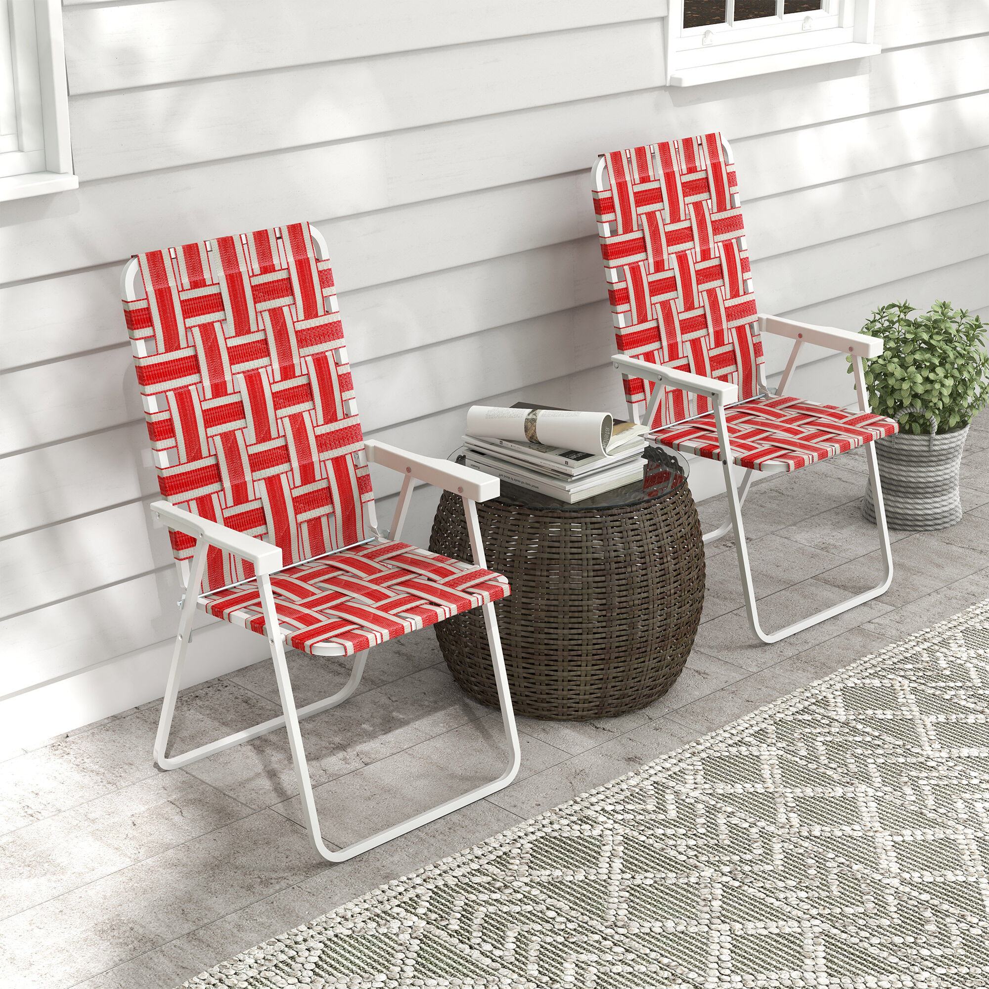 Outsunny Sillas Plegables Rojo, , large Imagen numero 2