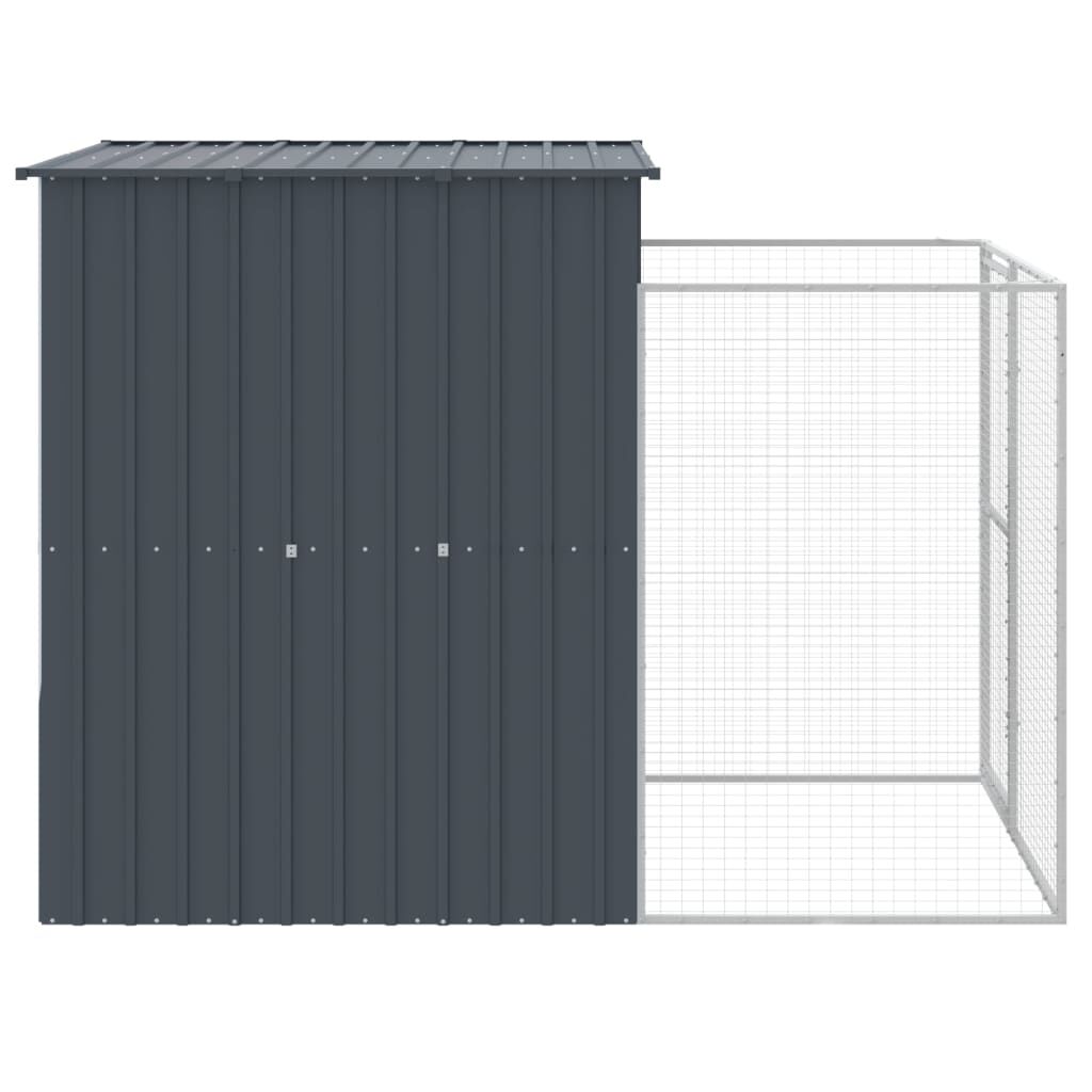 vidaXL Caseta de perros con corral acero galvanizado 165x455x181 cm, , large Imagen numero 20