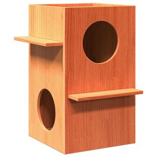 vidaXL Casa para gatos cera marrón madera maciza pino