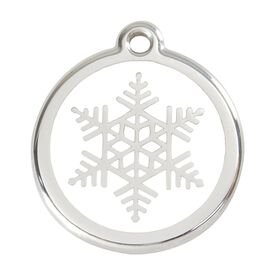 Red Dingo Placa identificativa Acero Inoxidable Esmalte Copo de nieve Blanco para perros