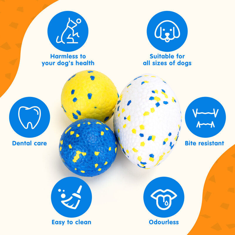 Nobleza Pack de 3 Juguetes para Perros &ndash; 2 Pelotas y 1 Bal&oacute;n de Rugby Indestructibles de Goma E-TPU, Juguete Interactivo Flotante y Limpiadientes para Perros Peque&ntilde;os, Medianos y Grandes, , large Imagen numero 2